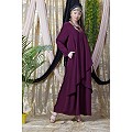 Asymmetrical abaya with overlapped panel- Wine
